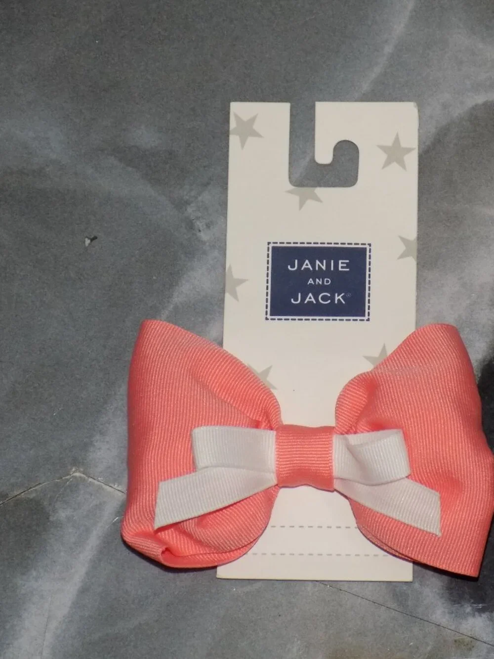 Janie and Jack Peach W/White Bow Barrette Hair Clip Girl's NEW